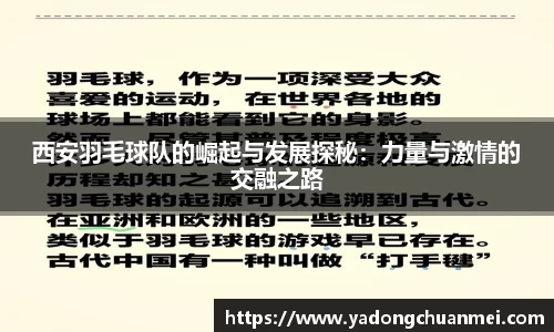 西安羽毛球队的崛起与发展探秘：力量与激情的交融之路
